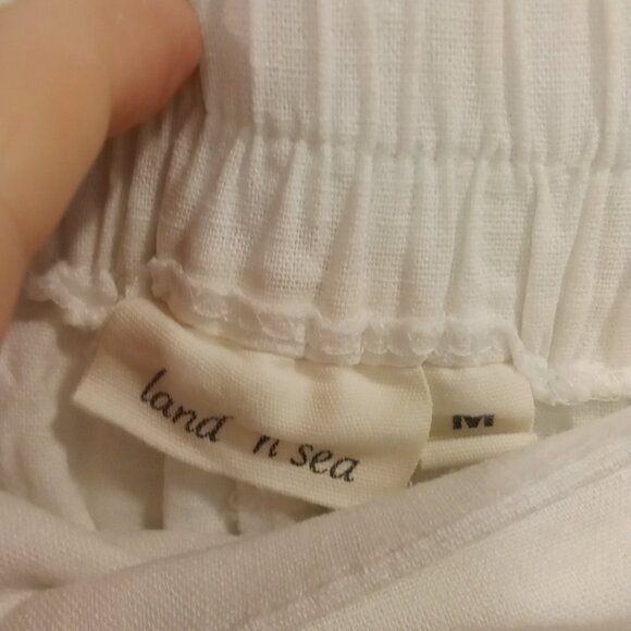 Land N Sea  High rise wide leg white linen pants with sash - Picture 10 of 10